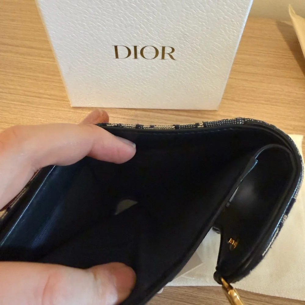 Dior Navy and Beige Monogram Wallet